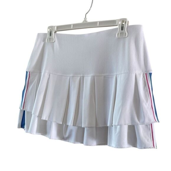 LUCKY IN LOVE Size Large White Pull-On Tiered Pleated Elastic Waist Skort NWT - Picture 8 of 8